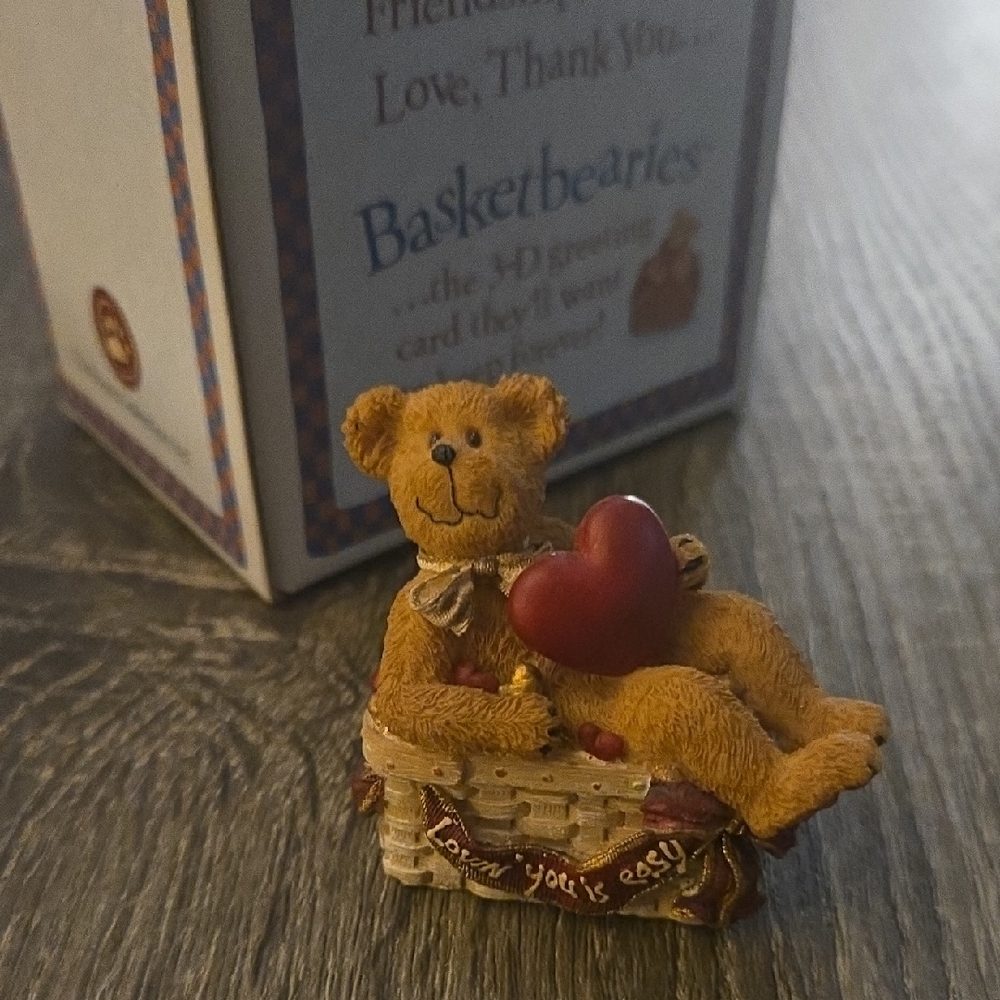 Boyds Bears Tan Bear with Red Heart Figurine